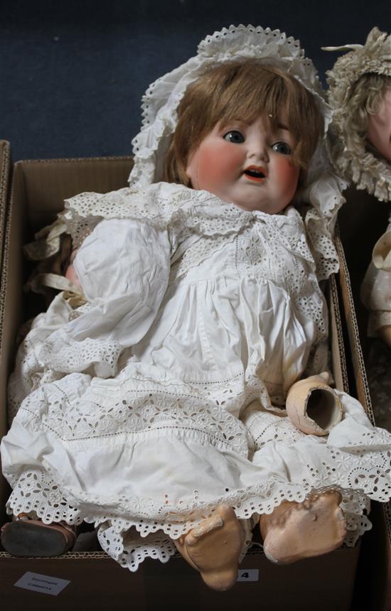 An AM 1894 doll, 18in. and a Heubach doll, bent limb, lower detached, 22in. (a.f.) (2)